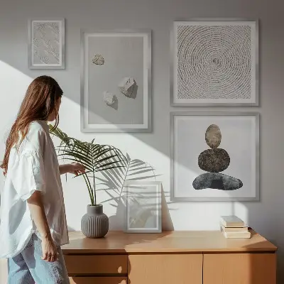 Peinture moderne sur grès lot de tableaux encadrés