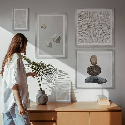 Lot de tableaux encadrés Peinture moderne sur grès