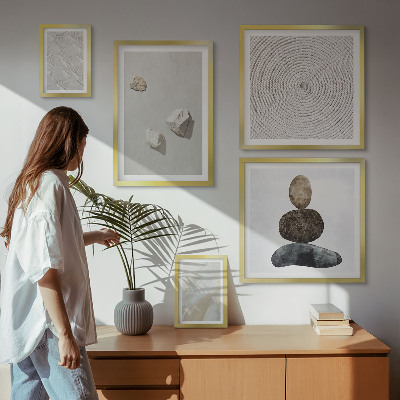 Lot de tableaux encadrés Peinture moderne sur grès