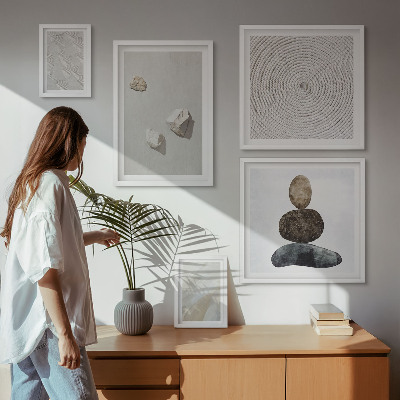 Lot de tableaux encadrés Peinture moderne sur grès