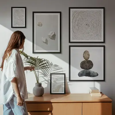 Peinture moderne sur grès lot de tableaux encadrés