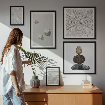 Lot de tableaux encadrés Peinture moderne sur grès