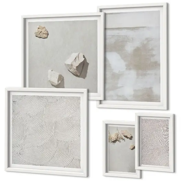 Ensemble de 5 tableaux motif texture bohème de pierres de sable