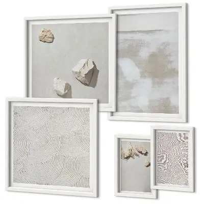 Ensemble de 5 tableaux motif texture bohème de pierres de sable