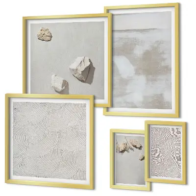 Ensemble de 5 tableaux motif texture bohème de pierres de sable