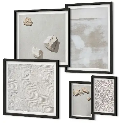 Ensemble de 5 tableaux motif texture bohème de pierres de sable