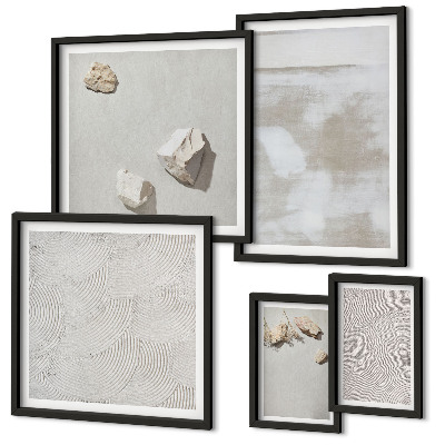 Ensemble de 5 tableaux Texture bohème de pierres de sable