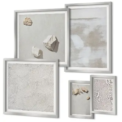 Ensemble de 5 tableaux motif texture bohème de pierres de sable