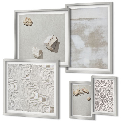 Ensemble de 5 tableaux Texture bohème de pierres de sable