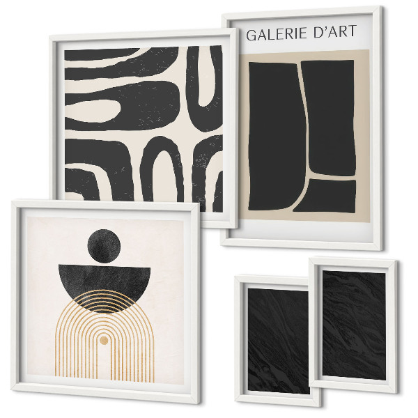 Ensemble de 5 tableaux Formes abstraites en marbre