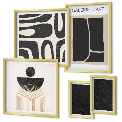 Ensemble de 5 tableaux Formes abstraites en marbre