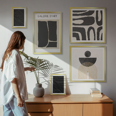 Ensemble de 5 tableaux Formes abstraites en marbre