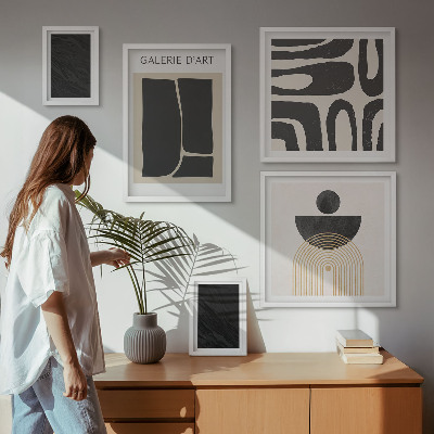 Ensemble de 5 tableaux Formes abstraites en marbre