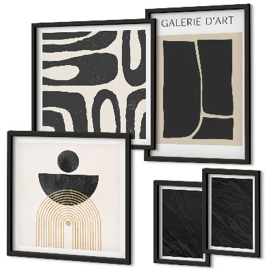 Ensemble de 5 tableaux Formes abstraites en marbre