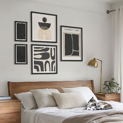 Ensemble de 5 tableaux Formes abstraites en marbre