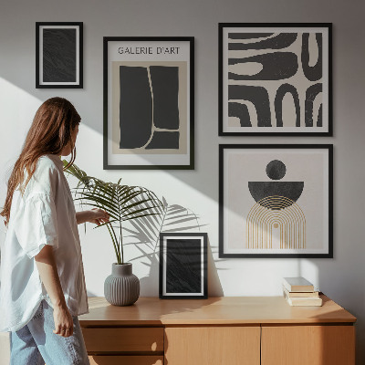 Ensemble de 5 tableaux Formes abstraites en marbre