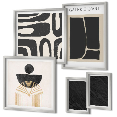 Ensemble de 5 tableaux Formes abstraites en marbre