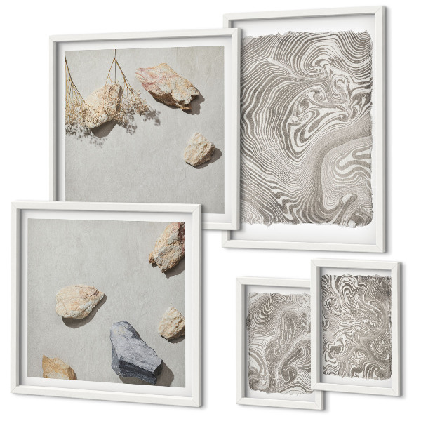 Ensemble de 5 tableaux Formes abstraites modernes