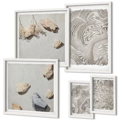 Ensemble de 5 tableaux Formes abstraites modernes