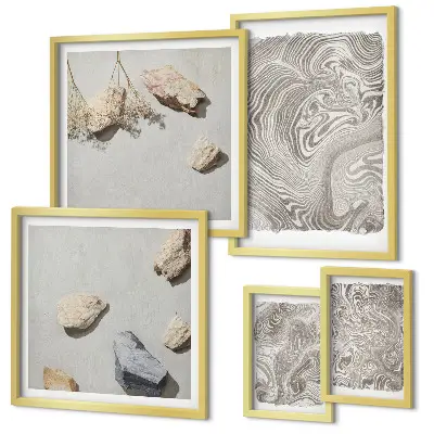 Formes abstraites modernes ensemble de 5 tableaux