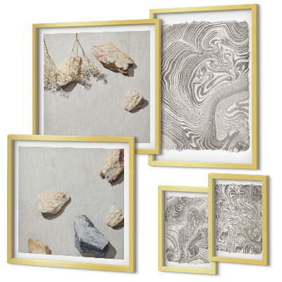 Ensemble de 5 tableaux Formes abstraites modernes