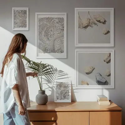 Formes abstraites modernes ensemble de 5 tableaux