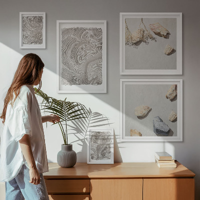 Ensemble de 5 tableaux Formes abstraites modernes