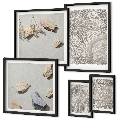 Ensemble de 5 tableaux Formes abstraites modernes