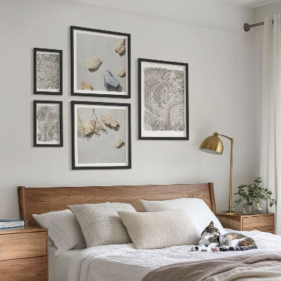 Ensemble de 5 tableaux Formes abstraites modernes