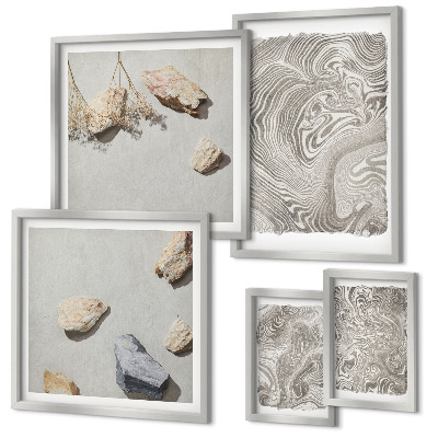 Ensemble de 5 tableaux Formes abstraites modernes