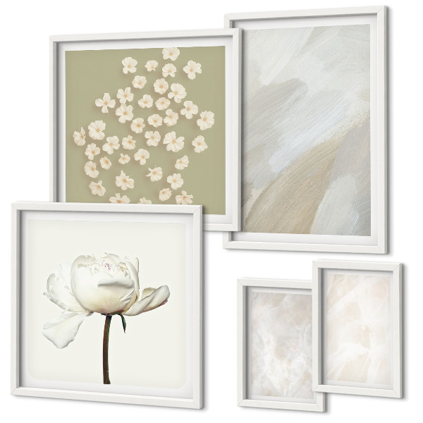Lot de tableaux encadrés Fleurs, textures bohèmes tendance