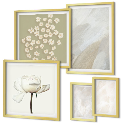 Lot de tableaux encadrés Fleurs, textures bohèmes tendance