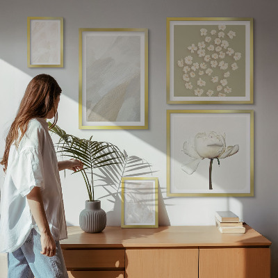 Lot de tableaux encadrés Fleurs, textures bohèmes tendance