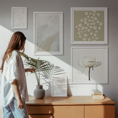 Lot de tableaux encadrés Fleurs, textures bohèmes tendance