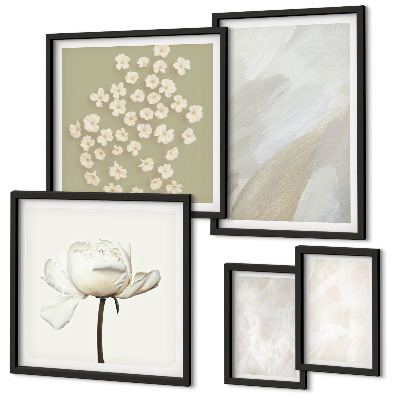 Lot de tableaux encadrés Fleurs, textures bohèmes tendance
