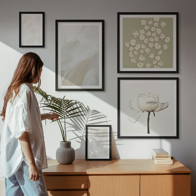 Lot de tableaux encadrés Fleurs, textures bohèmes tendance