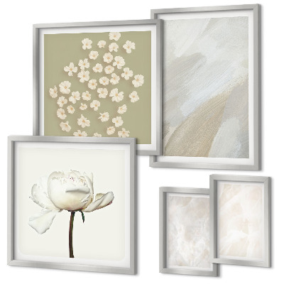 Lot de tableaux encadrés Fleurs, textures bohèmes tendance