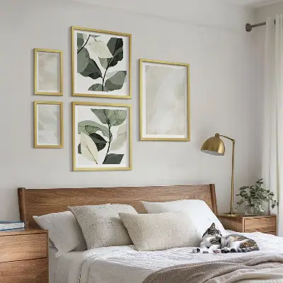 Ensemble de 5 tableaux peintures abstraites au style bohème aux couleurs vives