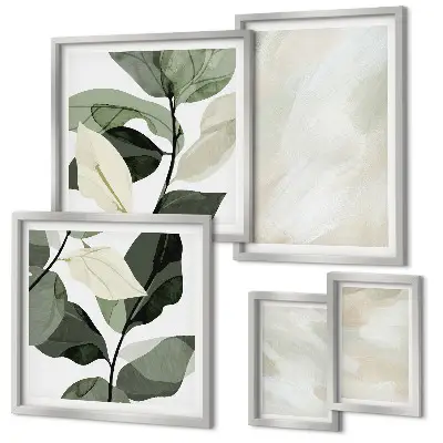 Ensemble de 5 tableaux peintures abstraites au style bohème aux couleurs vives