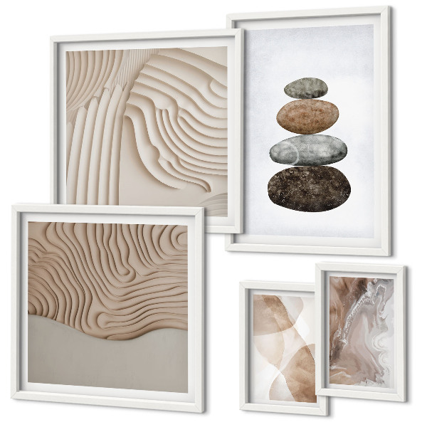 Ensemble de 5 tableaux Formes pastel abstraites