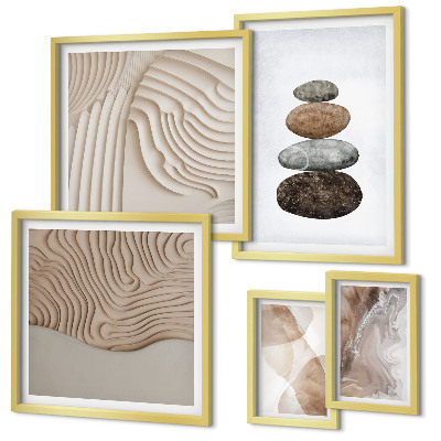 Ensemble de 5 tableaux Formes pastel abstraites