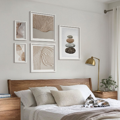 Ensemble de 5 tableaux Formes pastel abstraites