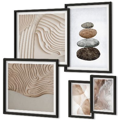 Ensemble de 5 tableaux Formes pastel abstraites