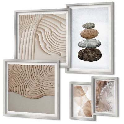 Ensemble de 5 tableaux Formes pastel abstraites