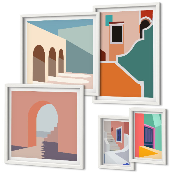 Tableau de décoration murale Illustrations colorées de bâtiments