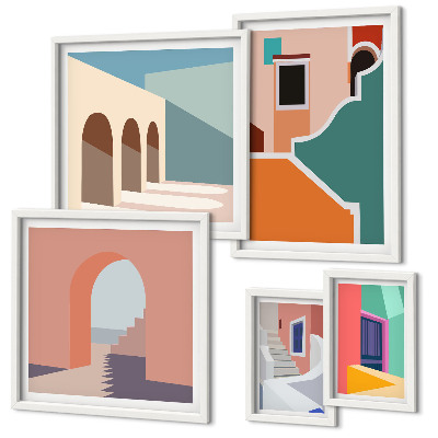Tableau de décoration murale Illustrations colorées de bâtiments