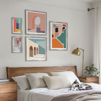 Tableau de décoration murale Illustrations colorées de bâtiments