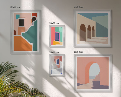 Tableau de décoration murale Illustrations colorées de bâtiments