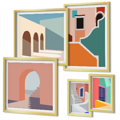 Tableau de décoration murale Illustrations colorées de bâtiments