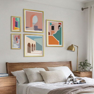 Tableau de décoration murale Illustrations colorées de bâtiments